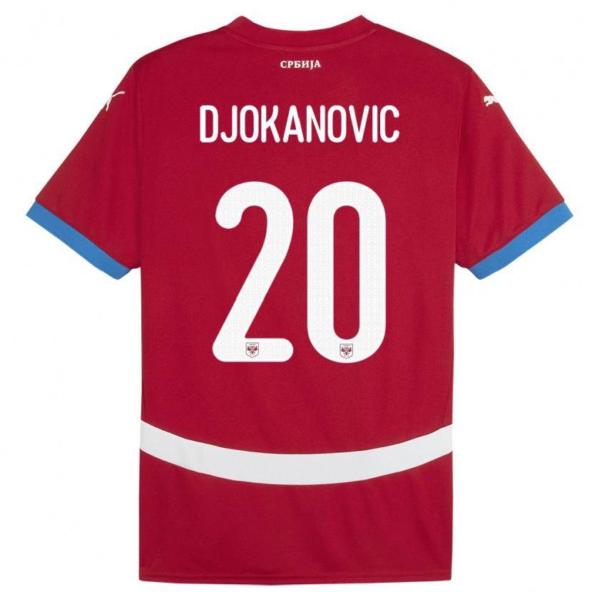 Danxen Hombre Camiseta Serbia Damjan Djokanovic #20 Rojo 1ª Equipación 24-26 La Camisa México