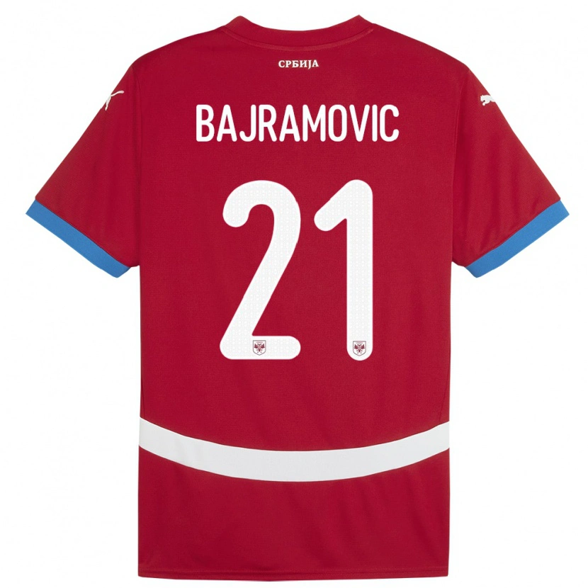 Danxen Hombre Camiseta Serbia Eldin Bajramovic #21 Rojo 1ª Equipación 24-26 La Camisa México