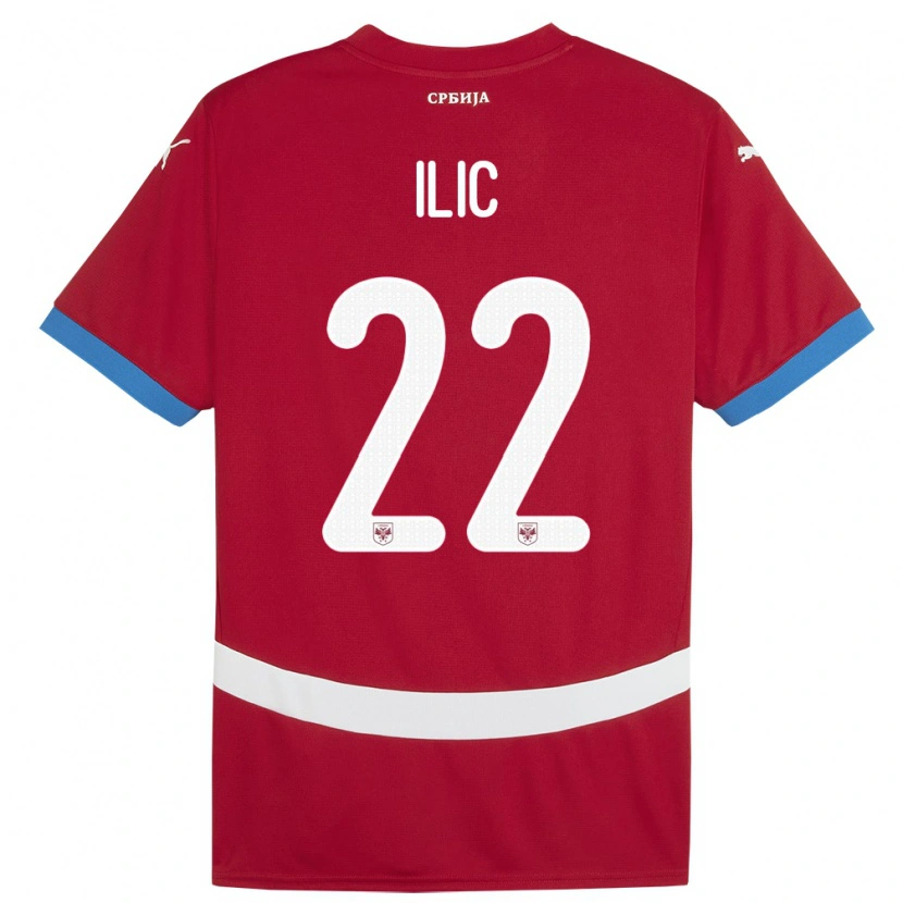 Danxen Hombre Camiseta Serbia Pavle Ilic #22 Rojo 1ª Equipación 24-26 La Camisa México