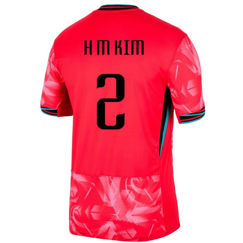 Danxen Hombre Camiseta Corea Del Sur Moon-Hwan Kim #2 Rojo 1ª Equipación 24-26 La Camisa México