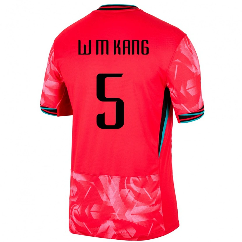 Danxen Hombre Camiseta Corea Del Sur Min-Woo Kang #5 Rojo 1ª Equipación 24-26 La Camisa México
