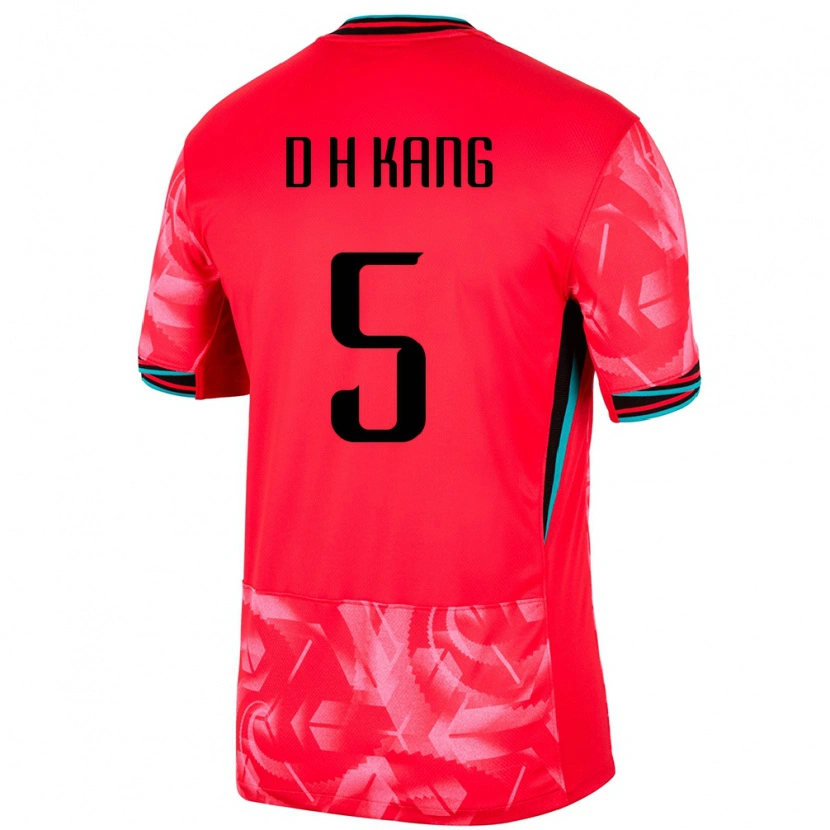 Danxen Hombre Camiseta Corea Del Sur Dong-Hwi Kang #5 Rojo 1ª Equipación 24-26 La Camisa México