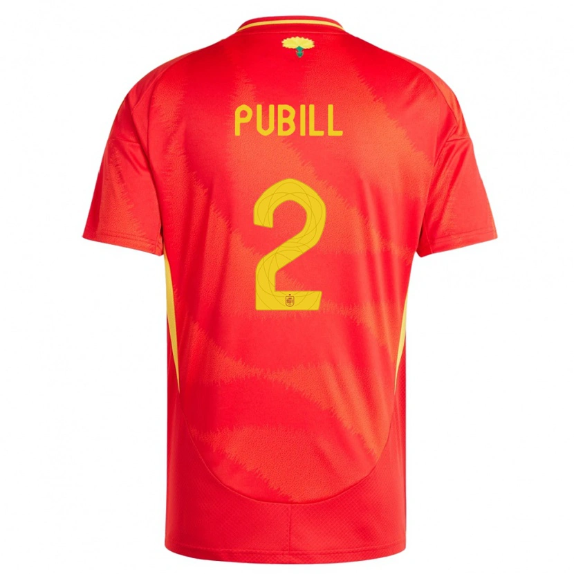 Danxen Hombre Camiseta España Marc Pubill #2 Rojo 1ª Equipación 24-26 La Camisa México