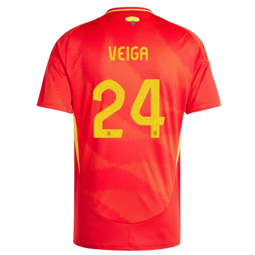 Danxen Hombre Camiseta España Gabri Veiga #24 Rojo 1ª Equipación 24-26 La Camisa México