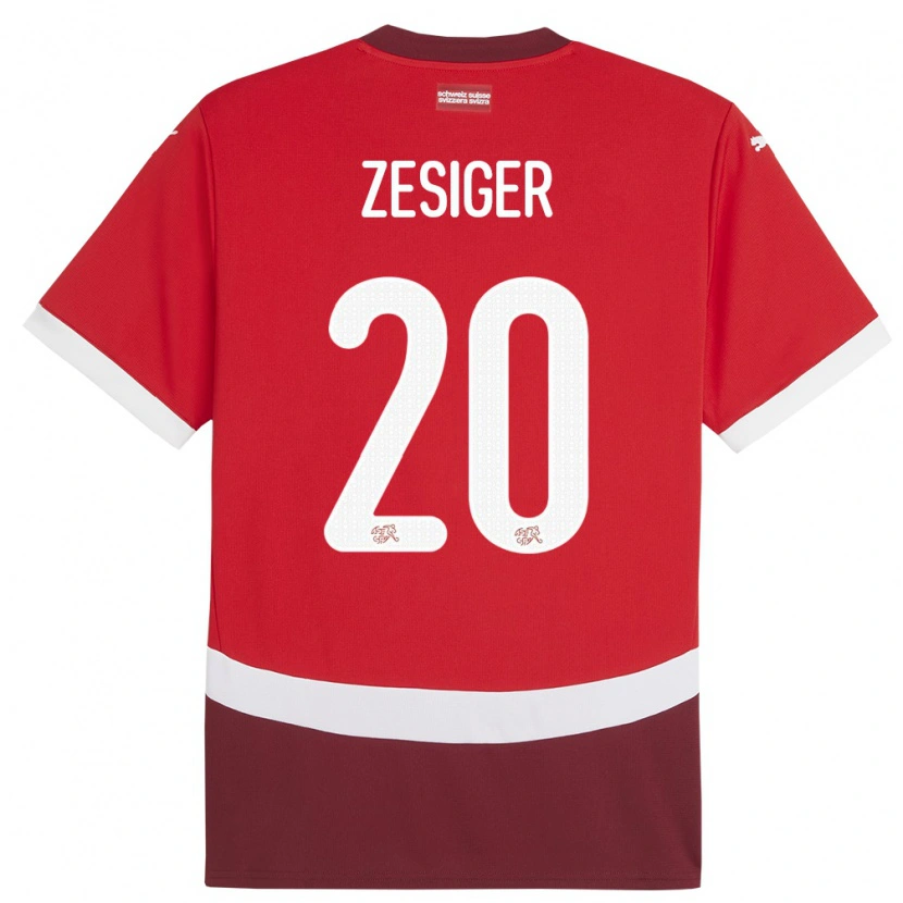 Danxen Hombre Camiseta Suiza Cédric Zesiger #20 Rojo 1ª Equipación 24-26 La Camisa México
