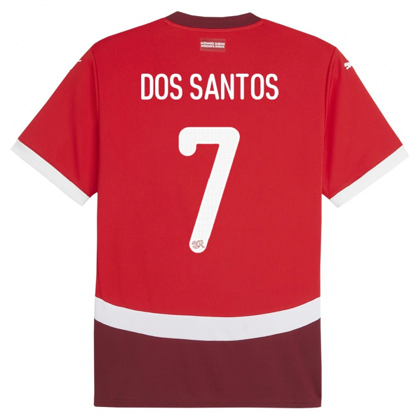 Danxen Hombre Camiseta Suiza Daniel Dos Santos #7 Rojo 1ª Equipación 24-26 La Camisa México