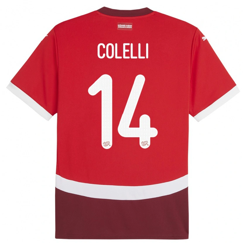 Danxen Hombre Camiseta Suiza Moses Colelli #14 Rojo 1ª Equipación 24-26 La Camisa México