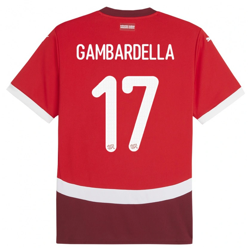 Danxen Hombre Camiseta Suiza Matteo Gambardella #17 Rojo 1ª Equipación 24-26 La Camisa México