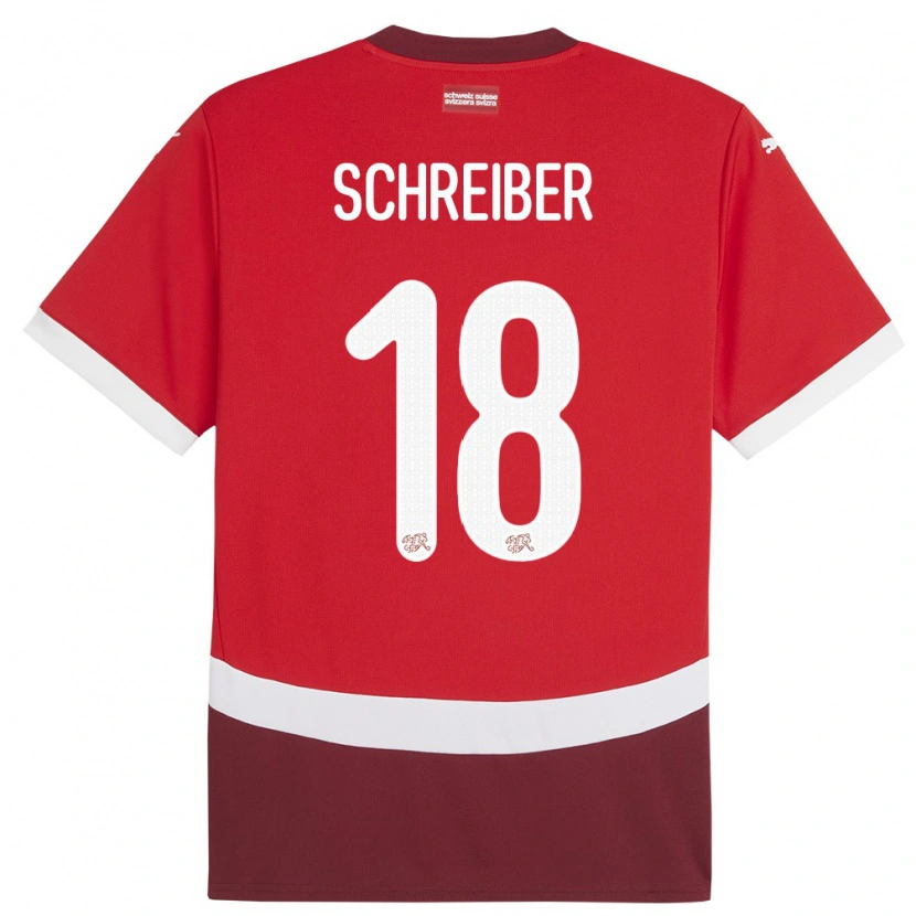 Danxen Hombre Camiseta Suiza Loris Schreiber #18 Rojo 1ª Equipación 24-26 La Camisa México