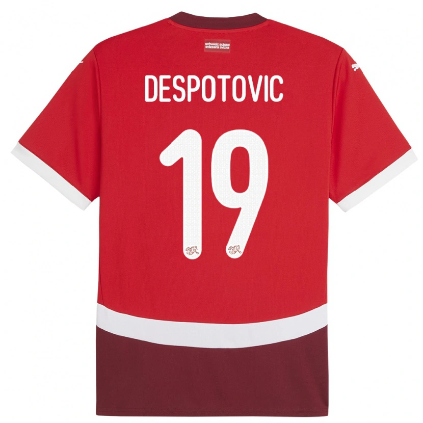 Danxen Hombre Camiseta Suiza Ilija Despotovic #19 Rojo 1ª Equipación 24-26 La Camisa México