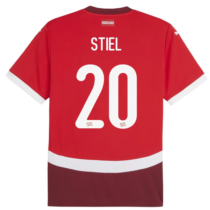 Danxen Hombre Camiseta Suiza Jill Stiel #20 Rojo 1ª Equipación 24-26 La Camisa México
