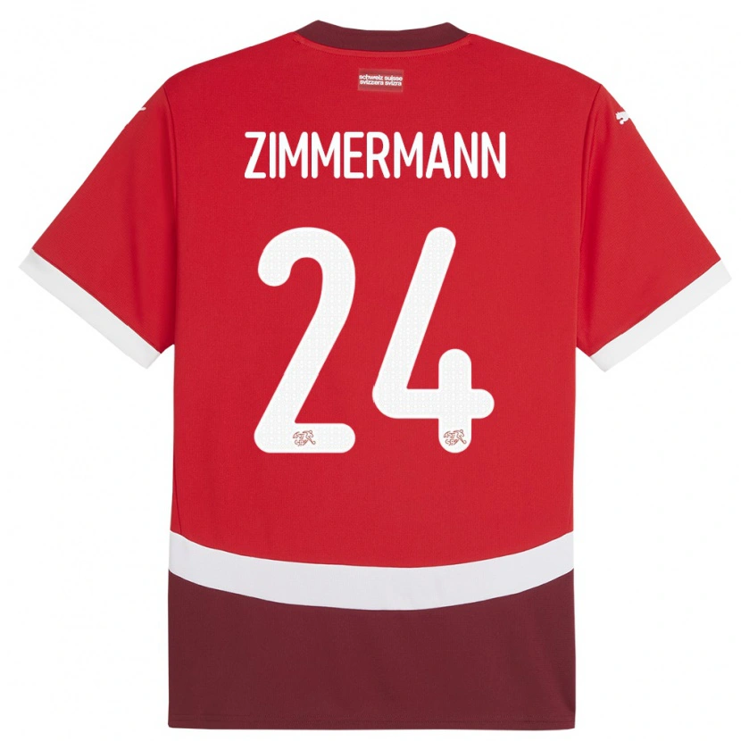 Danxen Hombre Camiseta Suiza Mio Zimmermann #24 Rojo 1ª Equipación 24-26 La Camisa México