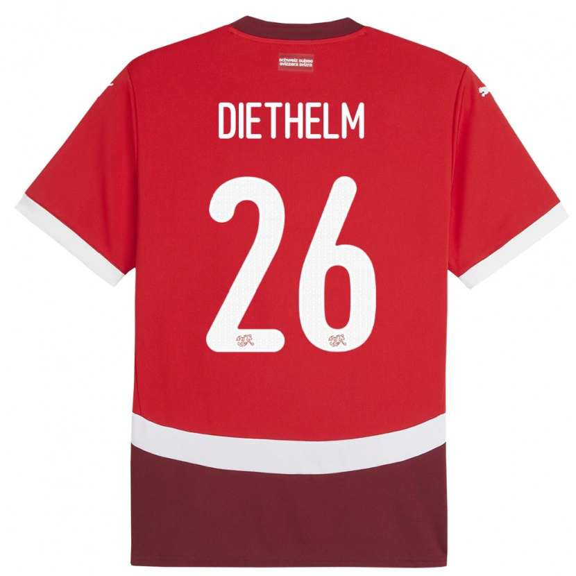 Danxen Hombre Camiseta Suiza Thierry Diethelm #26 Rojo 1ª Equipación 24-26 La Camisa México