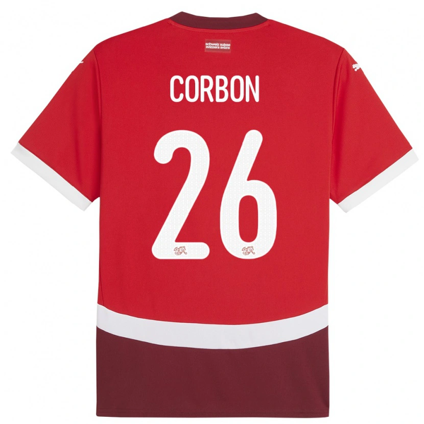 Danxen Hombre Camiseta Suiza Max Corbon #26 Rojo 1ª Equipación 24-26 La Camisa México