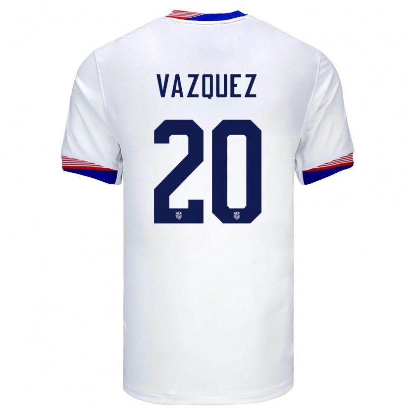 Danxen Hombre Camiseta Estados Unidos Brandon Vazquez #20 Blanco 1ª Equipación 24-26 La Camisa México