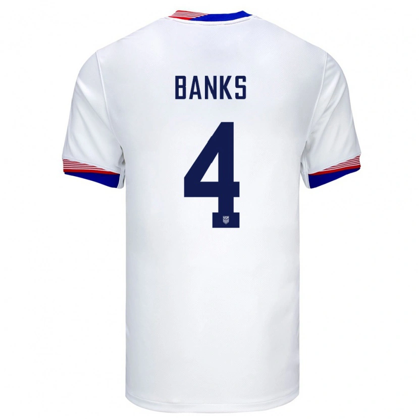 Danxen Hombre Camiseta Estados Unidos Noahkai Banks #4 Blanco 1ª Equipación 24-26 La Camisa México