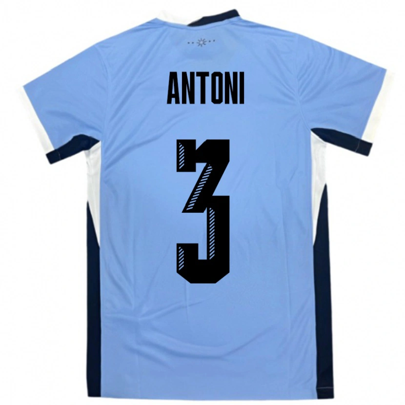 Danxen Hombre Camiseta Uruguay Mateo Antoni #3 Blanco Negro 1ª Equipación 24-26 La Camisa México