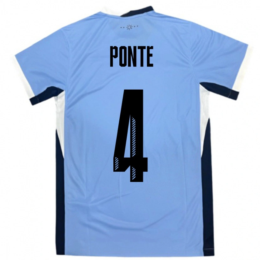 Danxen Hombre Camiseta Uruguay Mateo Ponte #4 Blanco Negro 1ª Equipación 24-26 La Camisa México