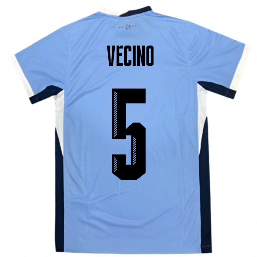 Danxen Hombre Camiseta Uruguay Matias Vecino #5 Blanco Negro 1ª Equipación 24-26 La Camisa México