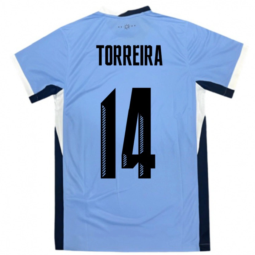 Danxen Hombre Camiseta Uruguay Lucas Torreira #14 Blanco Negro 1ª Equipación 24-26 La Camisa México