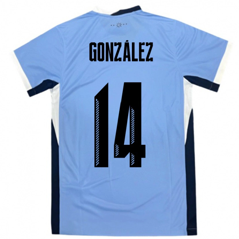 Danxen Hombre Camiseta Uruguay Pilar Gonzalez #14 Blanco Negro 1ª Equipación 24-26 La Camisa México