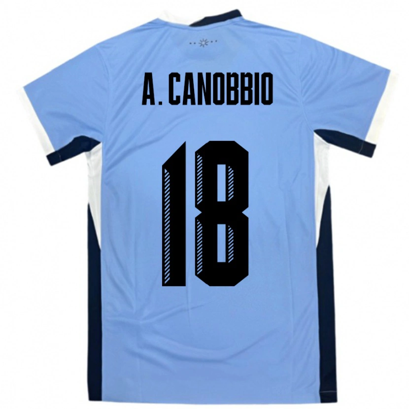 Danxen Hombre Camiseta Uruguay Agustin Canobbio #18 Blanco Negro 1ª Equipación 24-26 La Camisa México