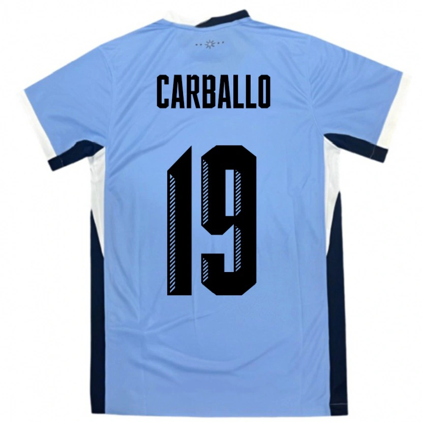 Danxen Hombre Camiseta Uruguay Wendy Carballo #19 Blanco Negro 1ª Equipación 24-26 La Camisa México