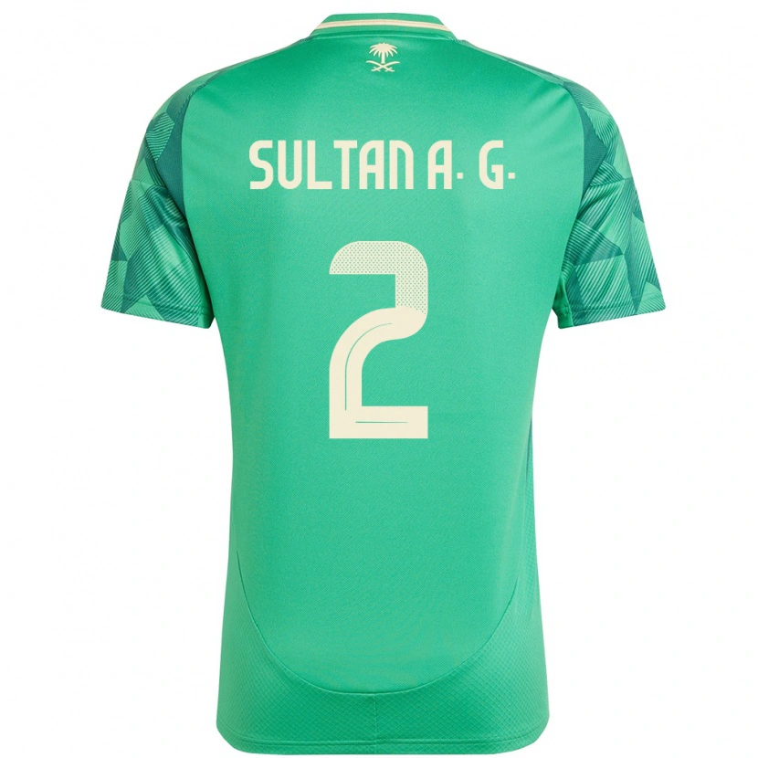 Danxen Hombre Camiseta Arabia Saudita Sultan Al-Ghannam #2 Verde 1ª Equipación 24-26 La Camisa México