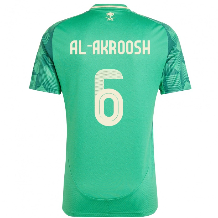 Danxen Hombre Camiseta Arabia Saudita Hassan Al-Akroosh #6 Verde 1ª Equipación 24-26 La Camisa México