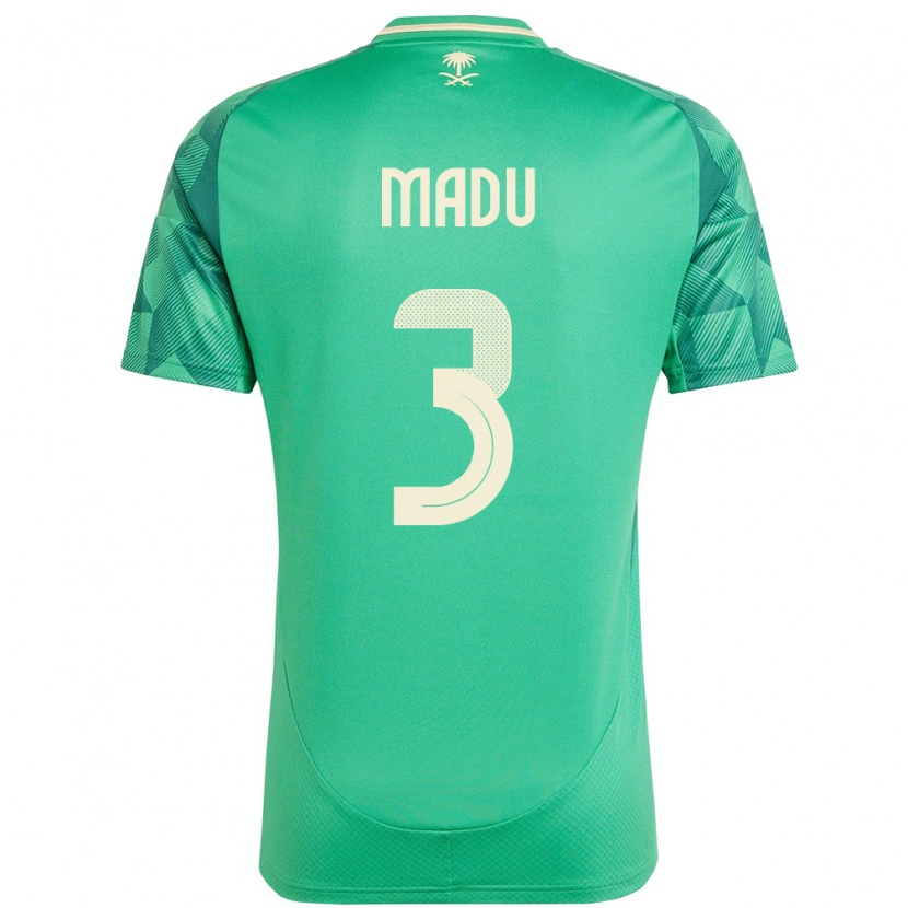 Danxen Hombre Camiseta Arabia Saudita Abdullah Madu #3 Verde 1ª Equipación 24-26 La Camisa México