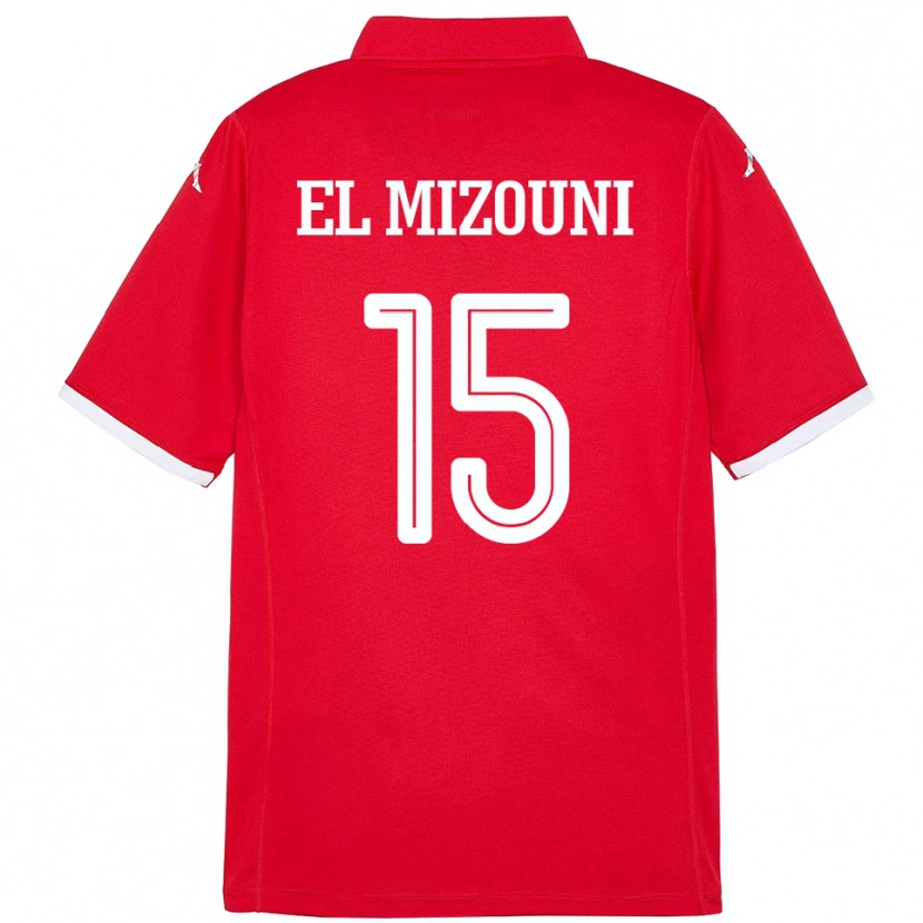 Danxen Hombre Camiseta Túnez Idris El Mizouni #15 Rojo 1ª Equipación 24-26 La Camisa México