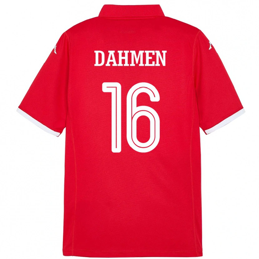 Danxen Hombre Camiseta Túnez Aymen Dahmen #16 Rojo 1ª Equipación 24-26 La Camisa México