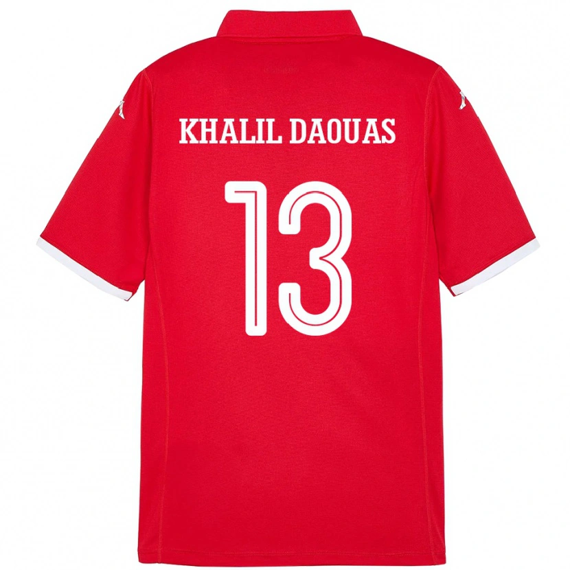 Danxen Hombre Camiseta Túnez Mohamed Khalil Daouas #13 Rojo 1ª Equipación 24-26 La Camisa México