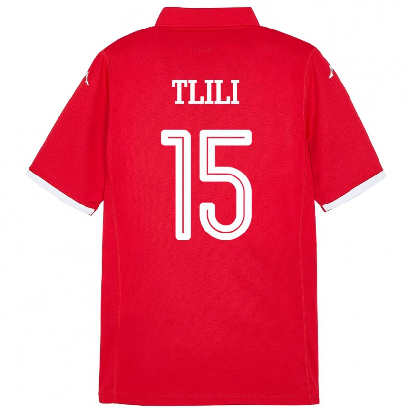 Danxen Hombre Camiseta Túnez Mehdi Tlili #15 Rojo 1ª Equipación 24-26 La Camisa México