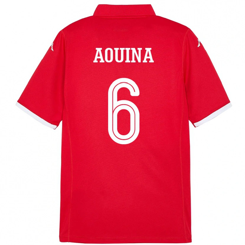Danxen Hombre Camiseta Túnez Rania Aouina #6 Rojo 1ª Equipación 24-26 La Camisa México