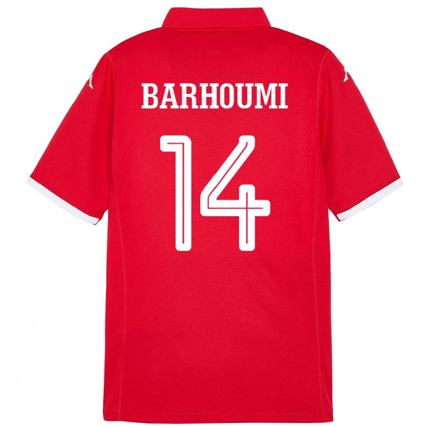 Danxen Hombre Camiseta Túnez Salah Barhoumi #14 Rojo 1ª Equipación 24-26 La Camisa México