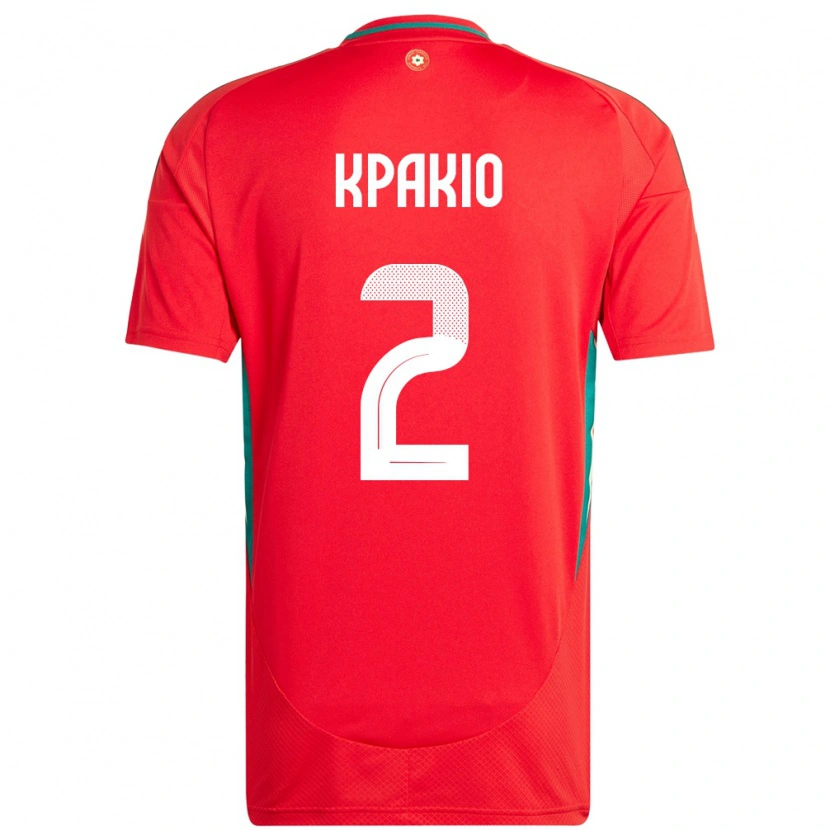 Danxen Hombre Camiseta Gales Ronan Kpakio #2 Rojo 1ª Equipación 24-26 La Camisa México