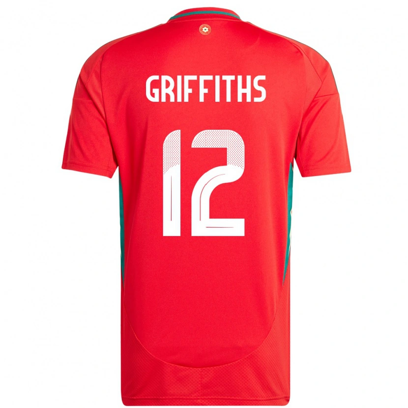 Danxen Hombre Camiseta Gales Ewan Griffiths #12 Rojo 1ª Equipación 24-26 La Camisa México