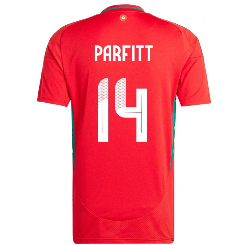 Danxen Hombre Camiseta Gales T-Jay Parfitt #14 Rojo 1ª Equipación 24-26 La Camisa México