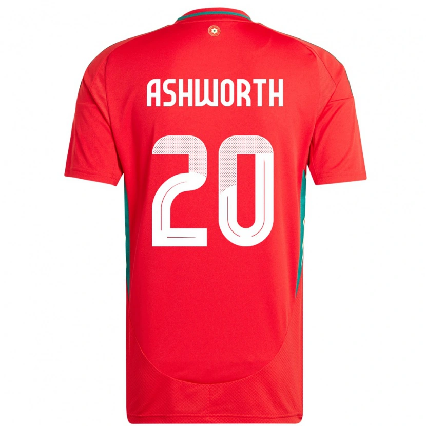 Danxen Hombre Camiseta Gales Zac Ashworth #20 Rojo 1ª Equipación 24-26 La Camisa México