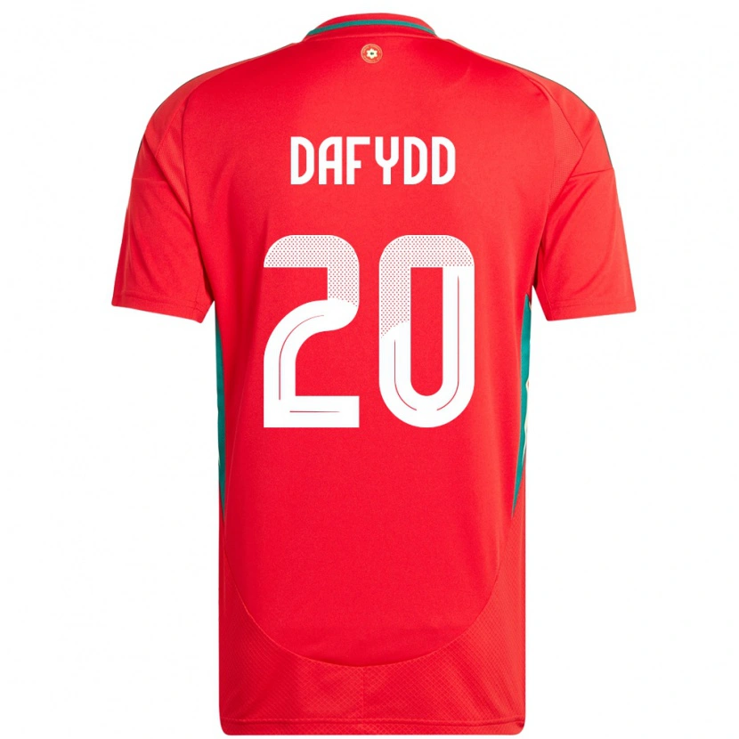 Danxen Hombre Camiseta Gales Gwion Dafydd #20 Rojo 1ª Equipación 24-26 La Camisa México