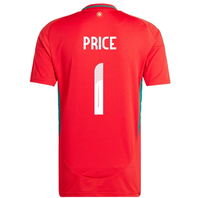 Danxen Hombre Camiseta Gales Jo Price #1 Rojo 1ª Equipación 24-26 La Camisa México