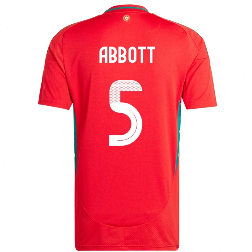 Danxen Hombre Camiseta Gales George Abbott #5 Rojo 1ª Equipación 24-26 La Camisa México
