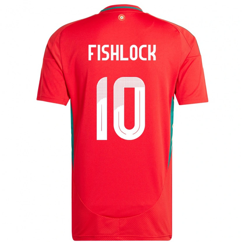 Danxen Hombre Camiseta Gales Jessica Fishlock #10 Rojo 1ª Equipación 24-26 La Camisa México