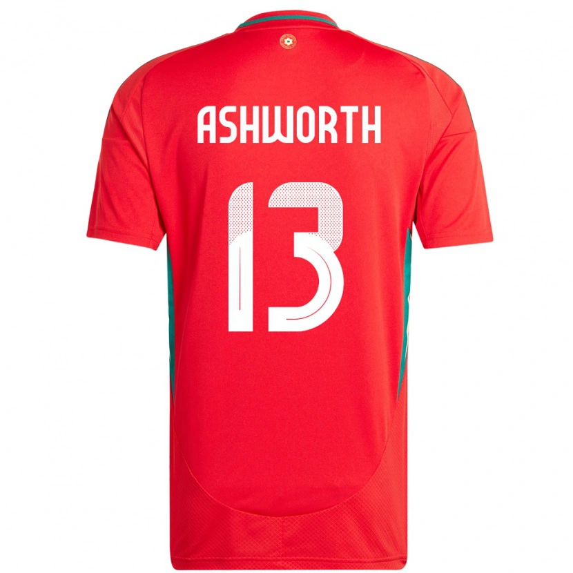 Danxen Hombre Camiseta Gales Fin Ashworth #13 Rojo 1ª Equipación 24-26 La Camisa México