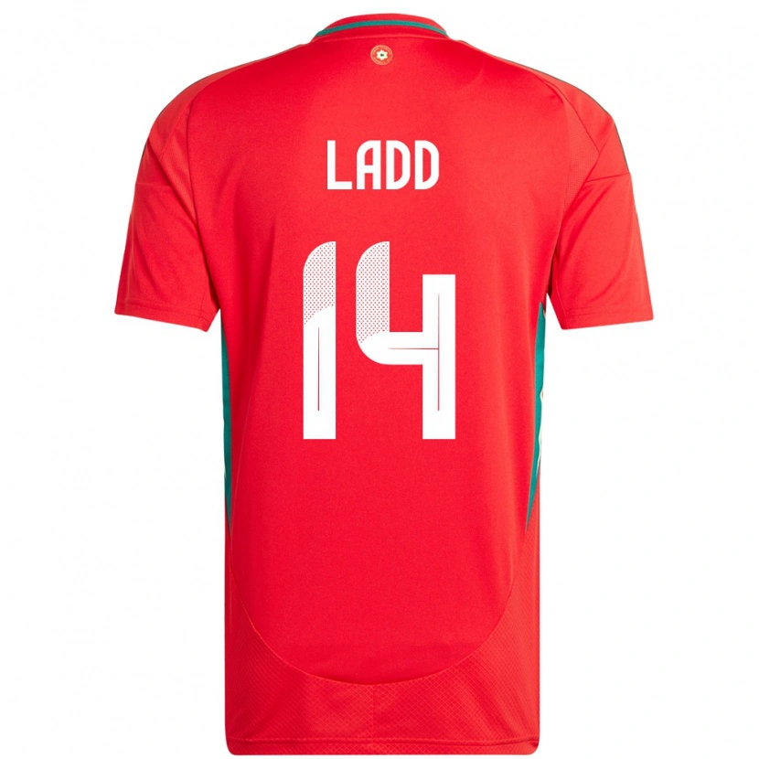 Danxen Hombre Camiseta Gales Hayley Ladd #14 Rojo 1ª Equipación 24-26 La Camisa México