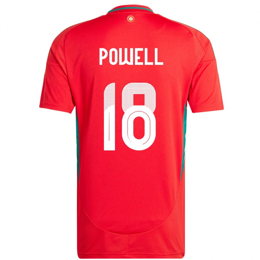 Danxen Hombre Camiseta Gales Ella Powell #18 Rojo 1ª Equipación 24-26 La Camisa México
