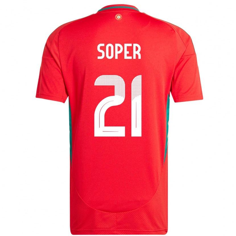 Danxen Hombre Camiseta Gales Poppy Soper #21 Rojo 1ª Equipación 24-26 La Camisa México