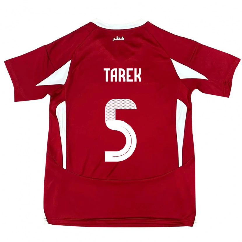 Danxen Hombre Camiseta Catar Tarek Salman #5 Rojo 1ª Equipación 24-26 La Camisa México