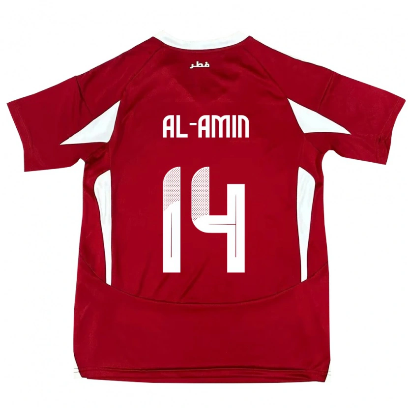 Danxen Hombre Camiseta Catar Homam Al-Amin #14 Rojo 1ª Equipación 24-26 La Camisa México